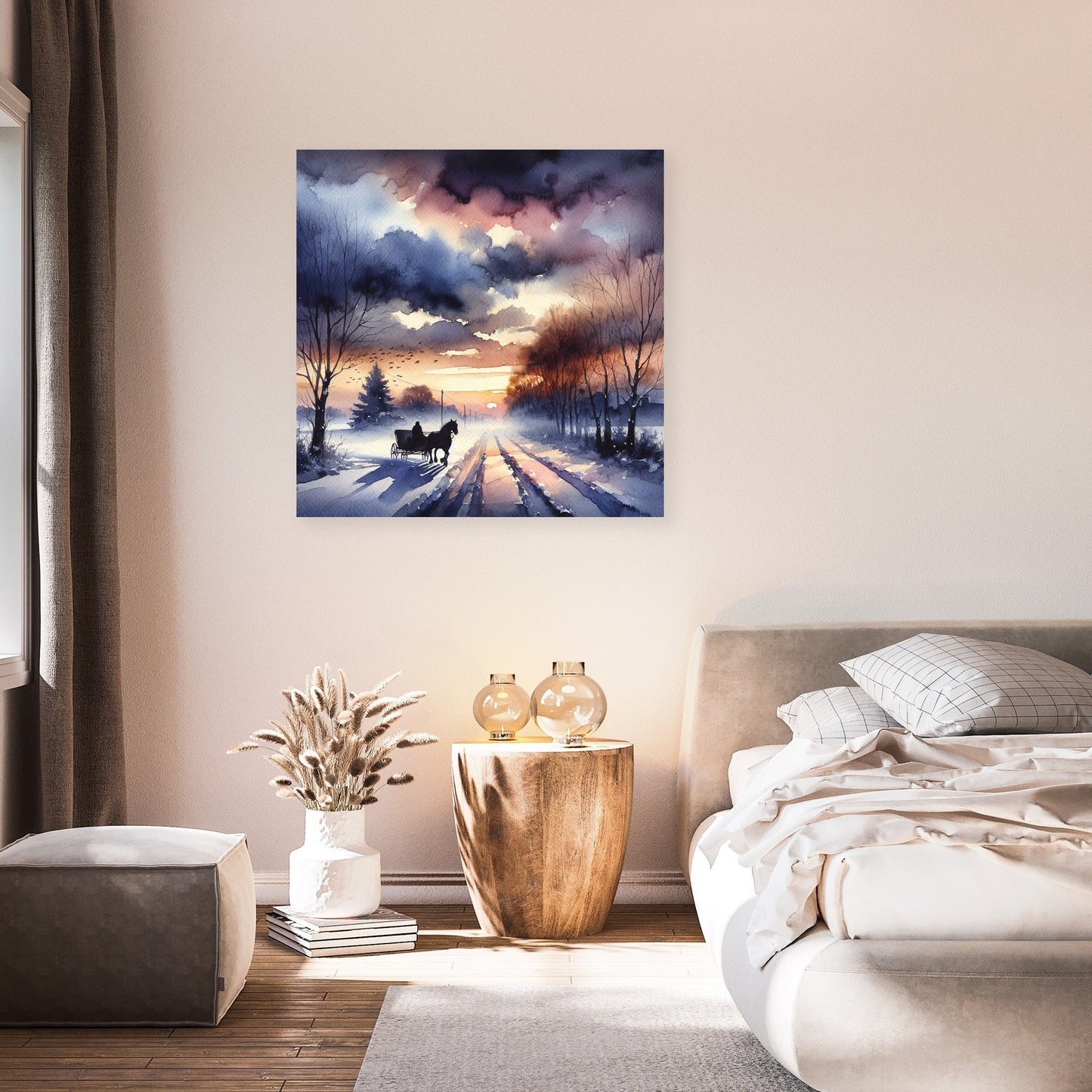 Melancholic Dawn Sleigh Ride Canvas