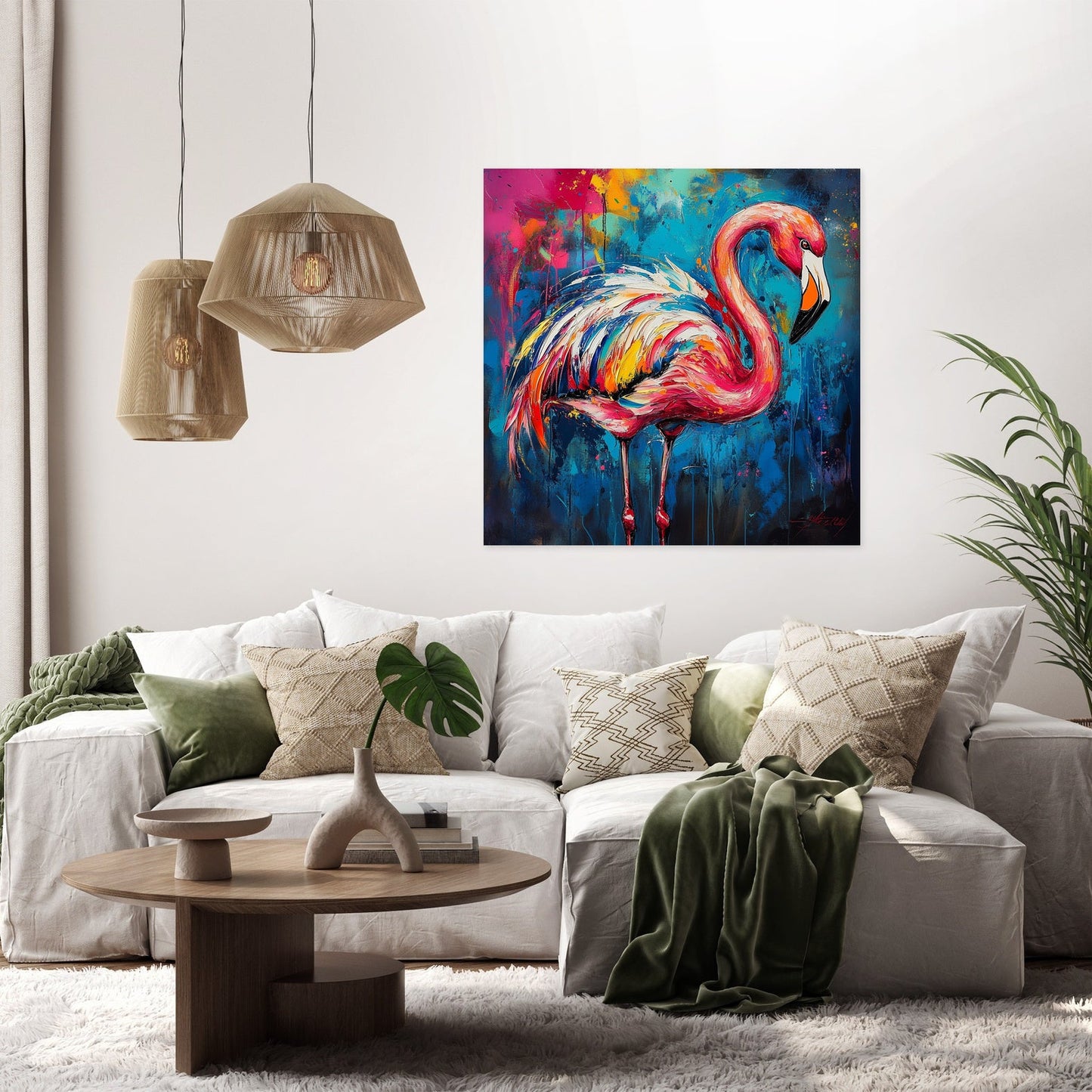 Flamingo's Vibrant Dance Canvas
