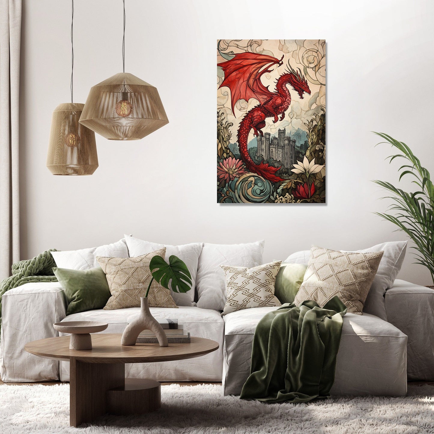 Dragon's Majesty Over Caernarfon Canvas