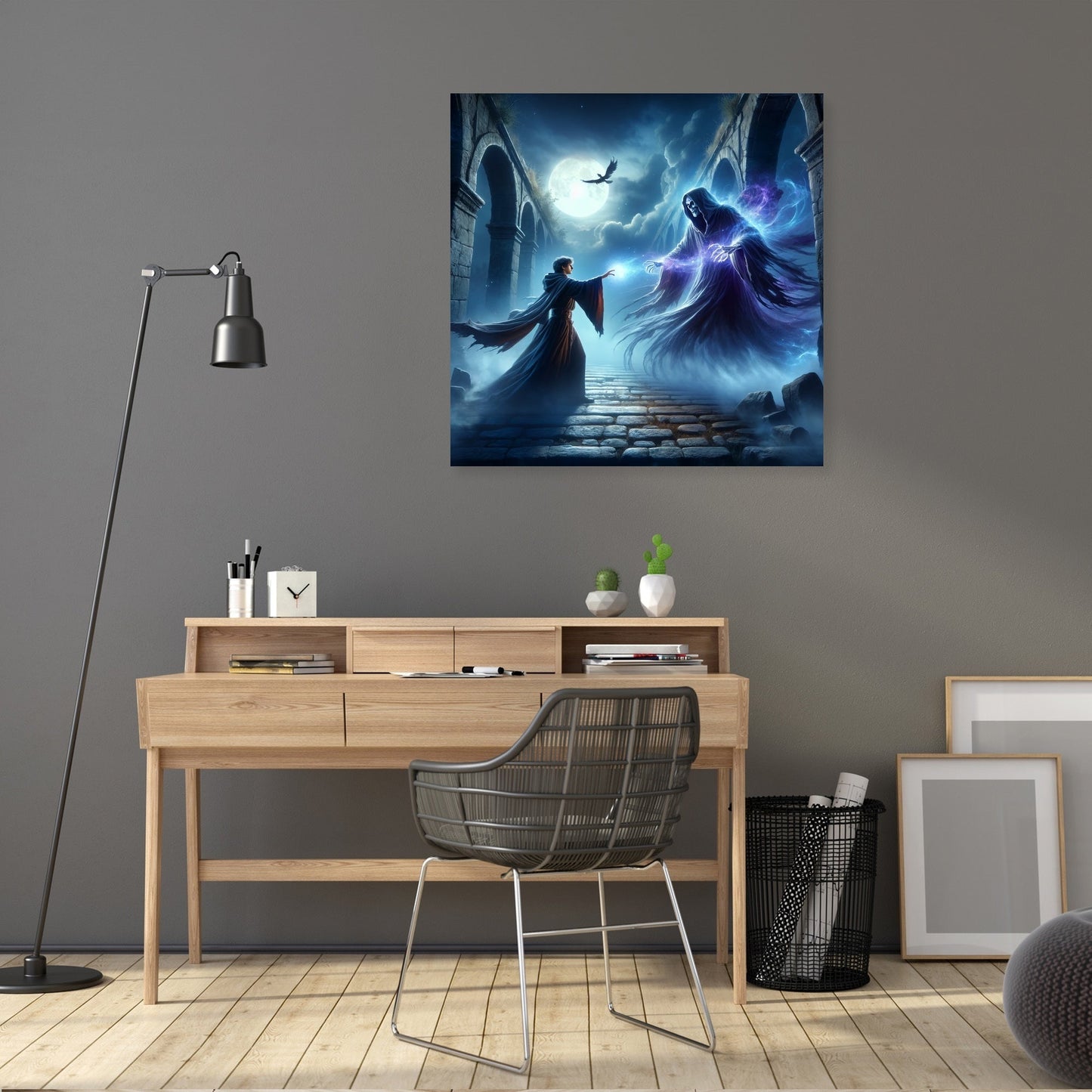Sorcerer's Moonlit Duel Canvas