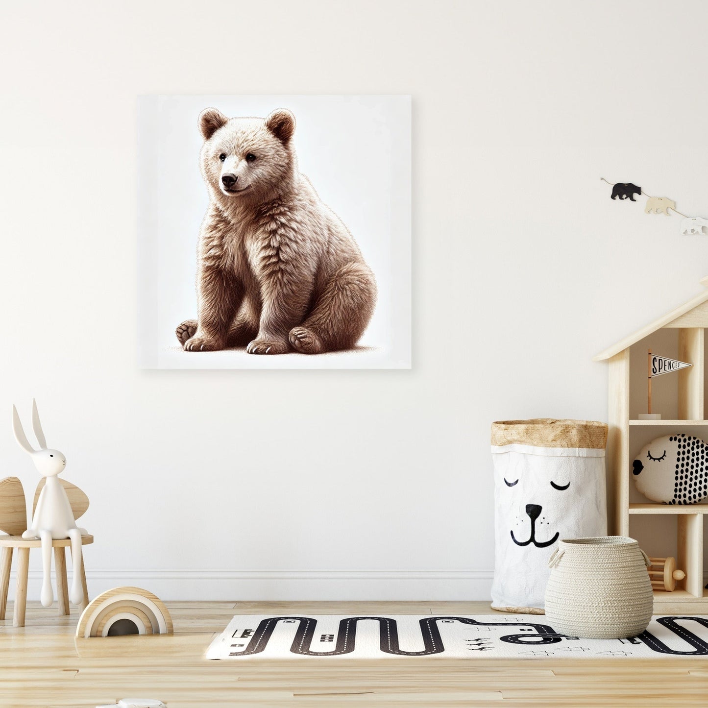Whimsical Bear Sitting Canvas