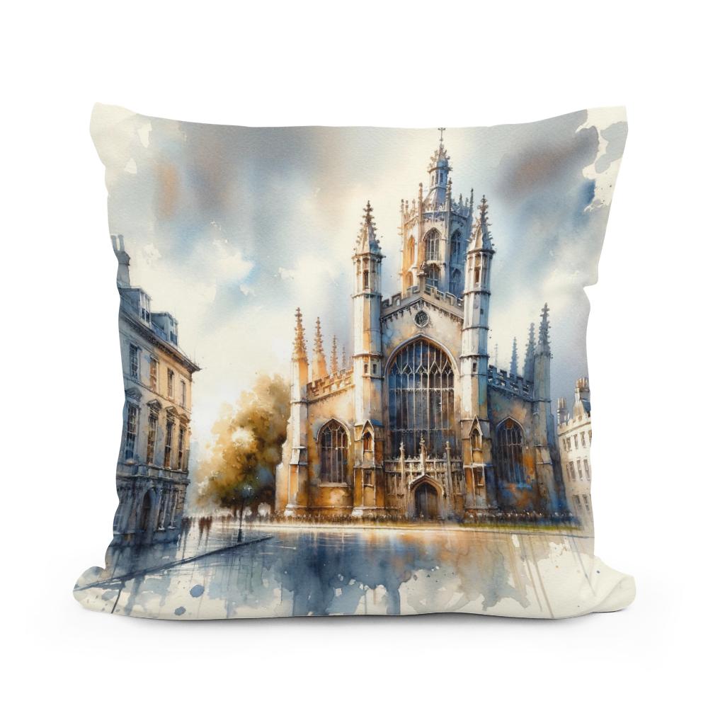 Cambridge St Mary's Watercolor Whisper Cotton Cushion