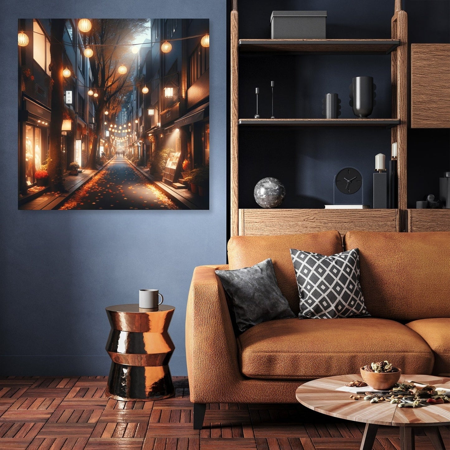 Autumn Alley at Night Canvas