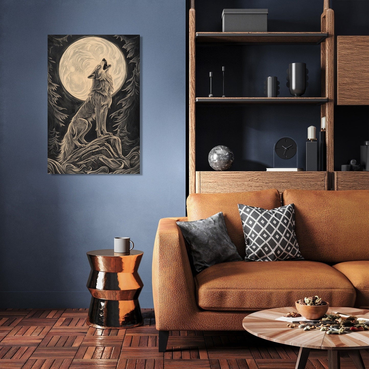 Moonlit Howling Wolf Canvas