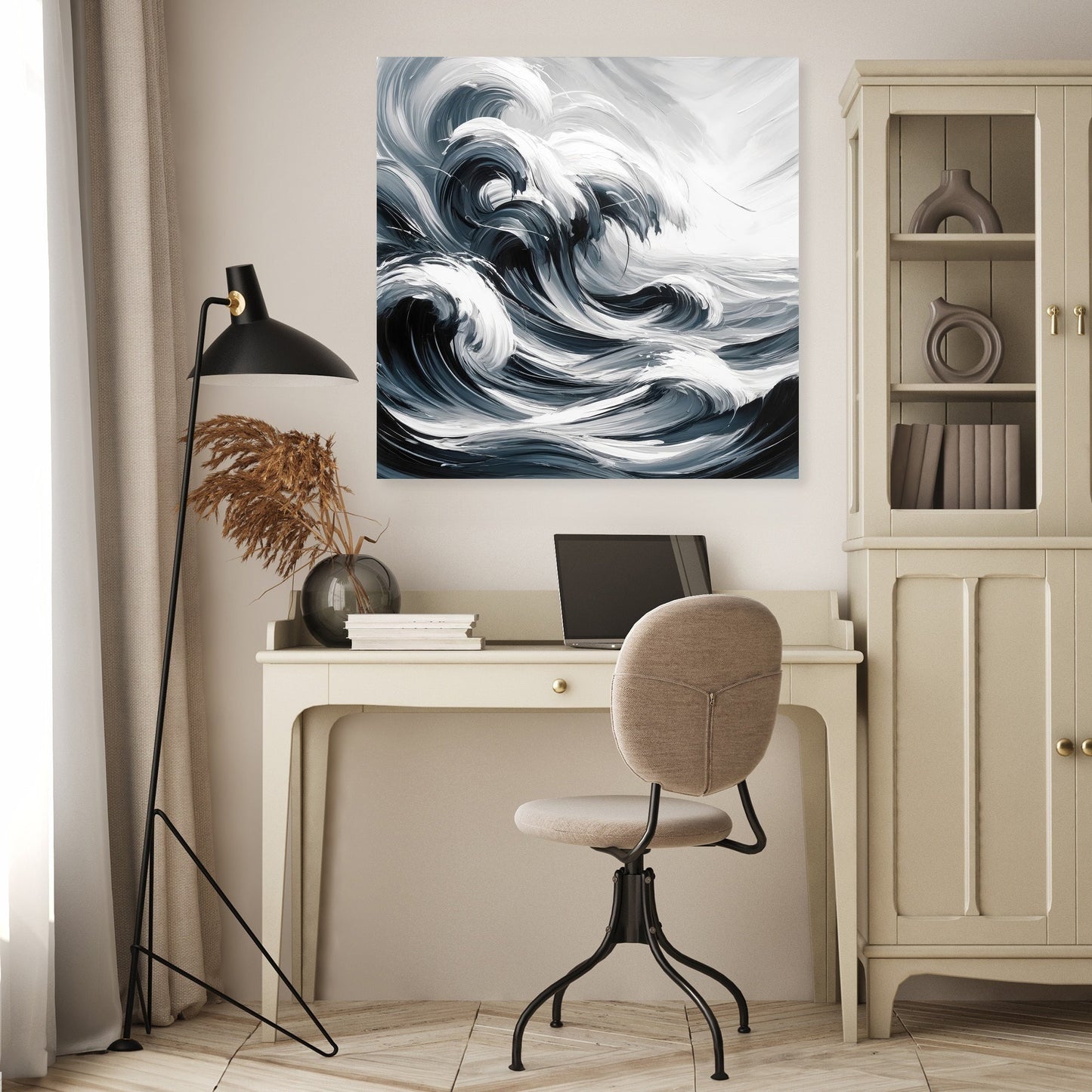 Monochrome Tides Canvas