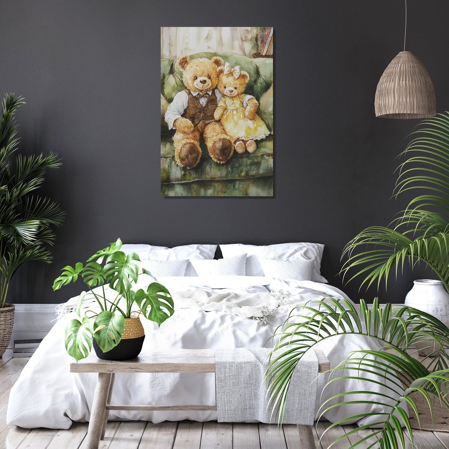 Romantic Teddy Bears Canvas
