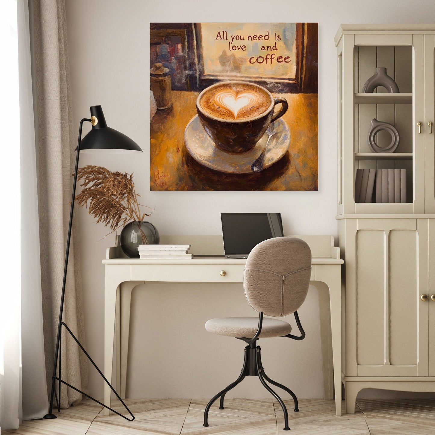 Love & Coffee Heart Canvas