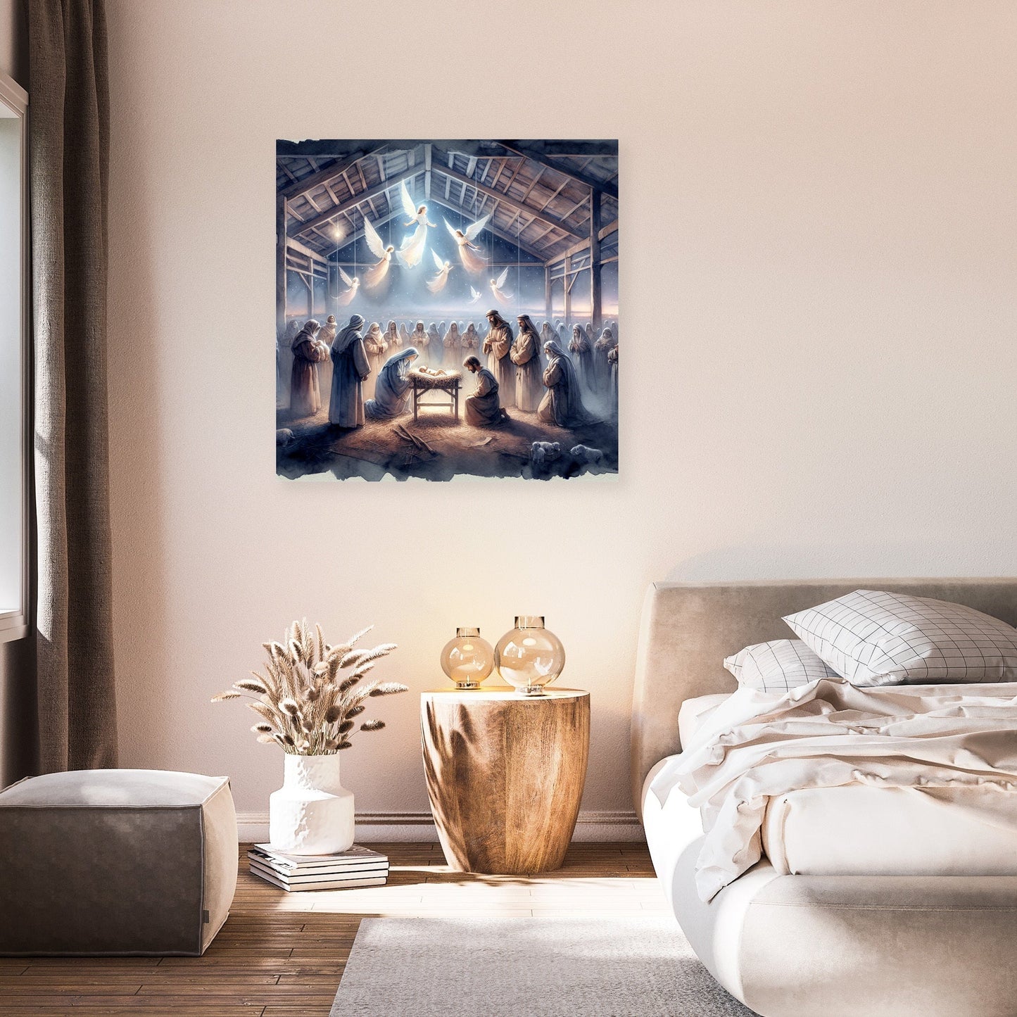 Serene Nativity Nightfall Canvas