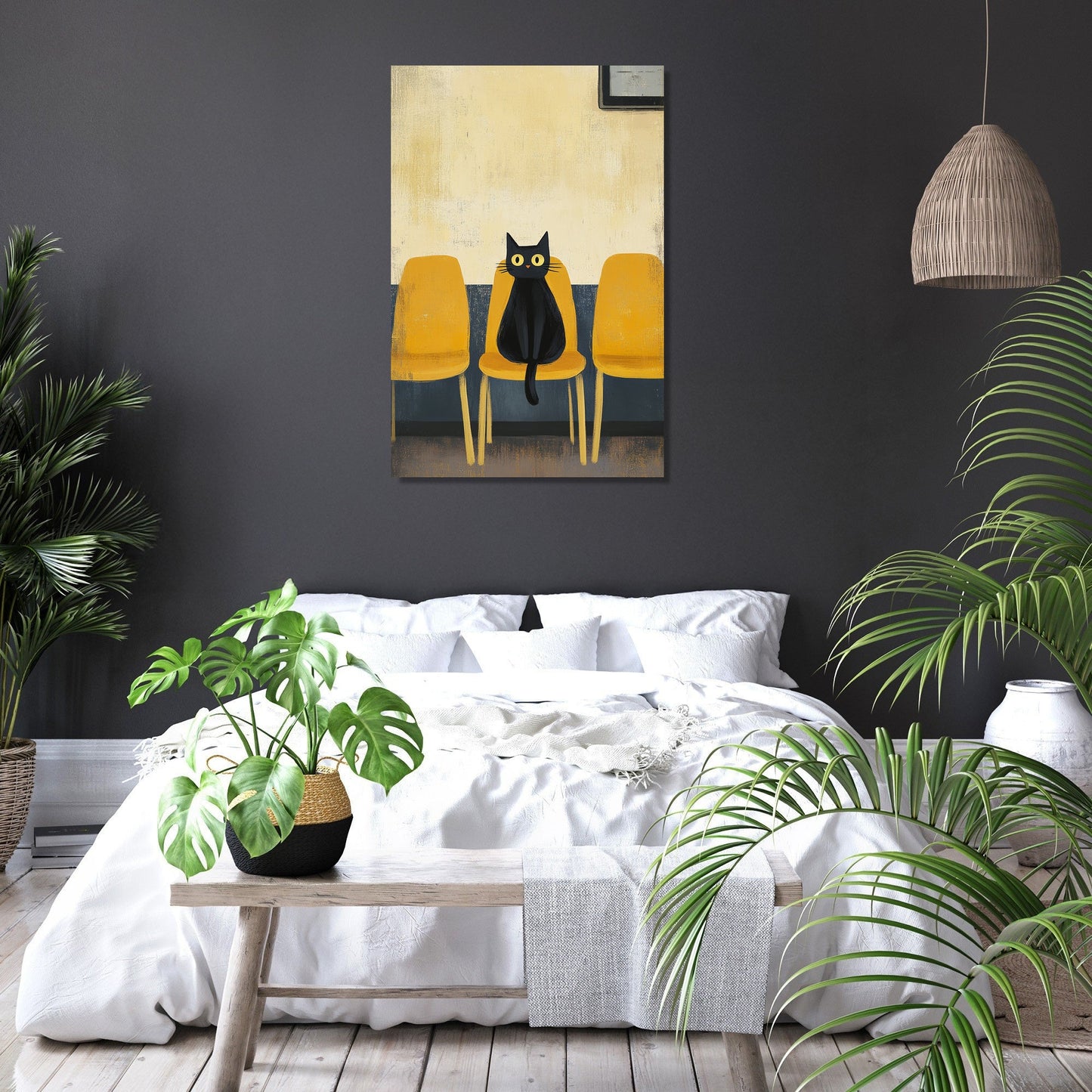 Black Cat Waiting Canvas