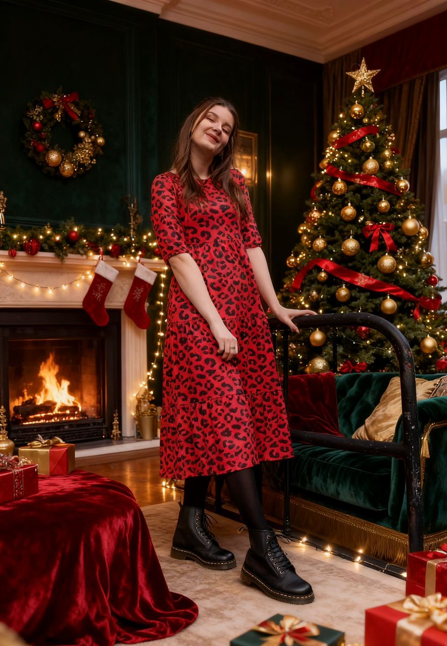 The Midi Breastfeeding Dress - Red Leopard