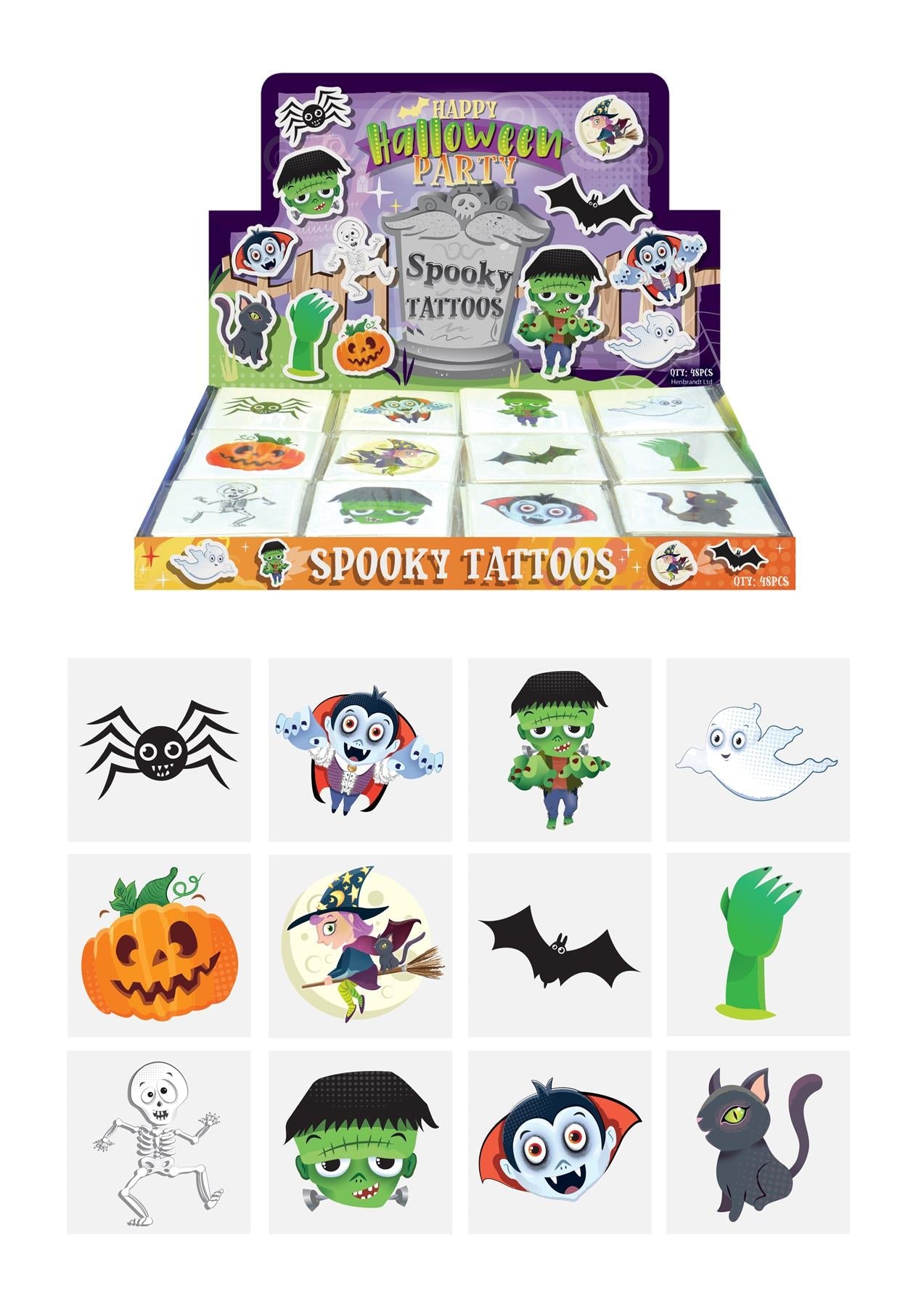 Mini Halloween Temporary Tattoos (4cm) Pack of 12 Tattoos