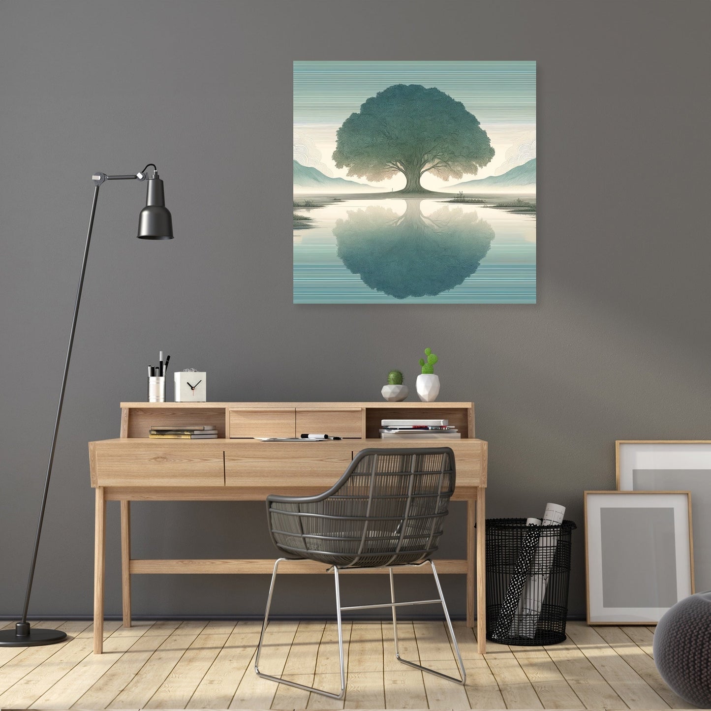The Lonely Tree on a Misty Morning Canvas