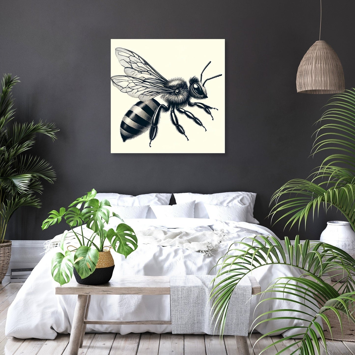 Vintage Bee Anatomy Illustration Canvas