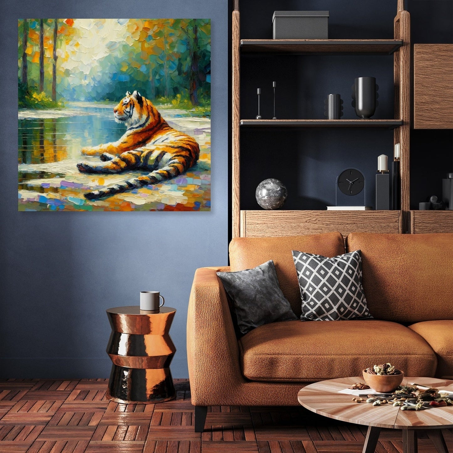 Tranquil Pond Tiger Canvas
