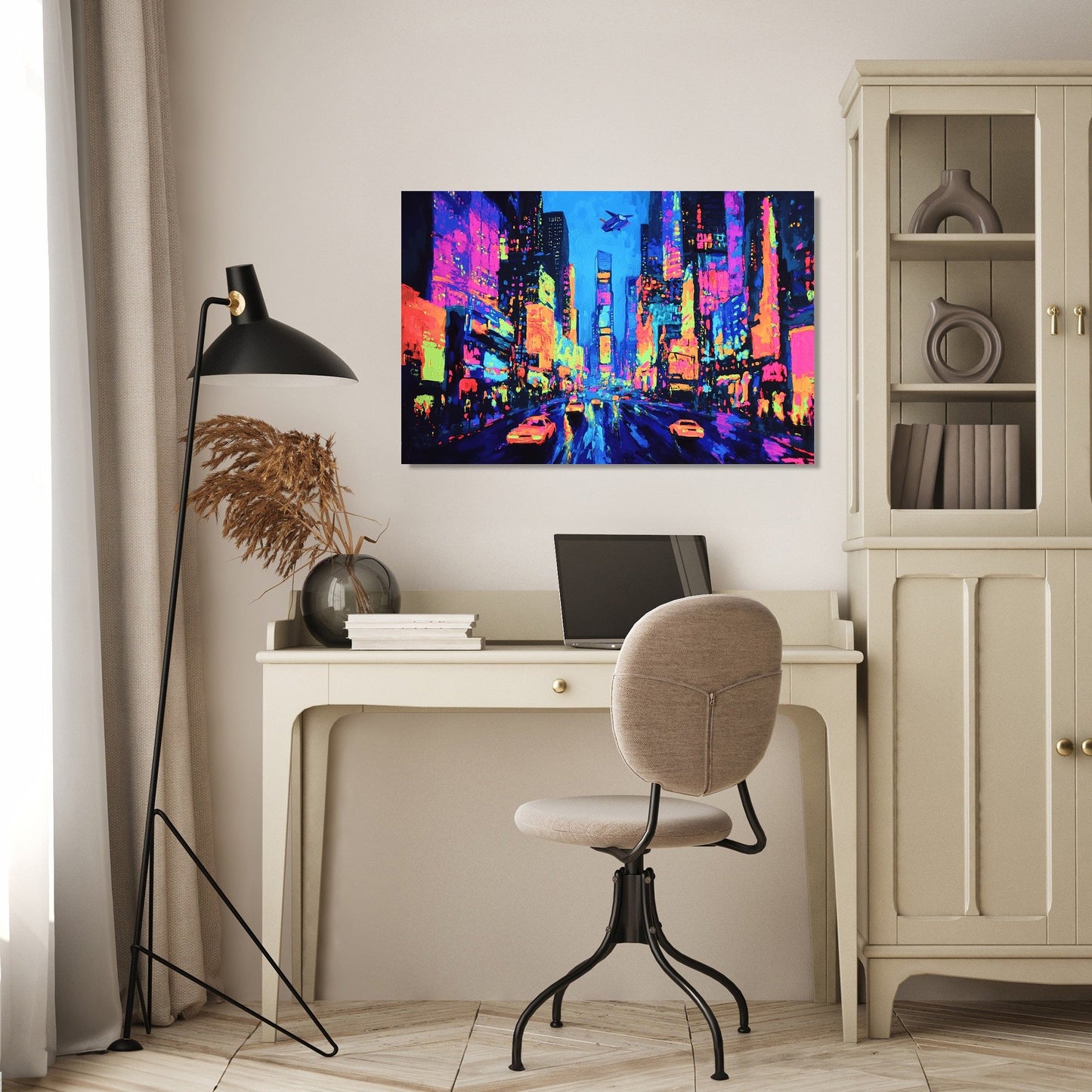 Neon Metropolis Night Canvas