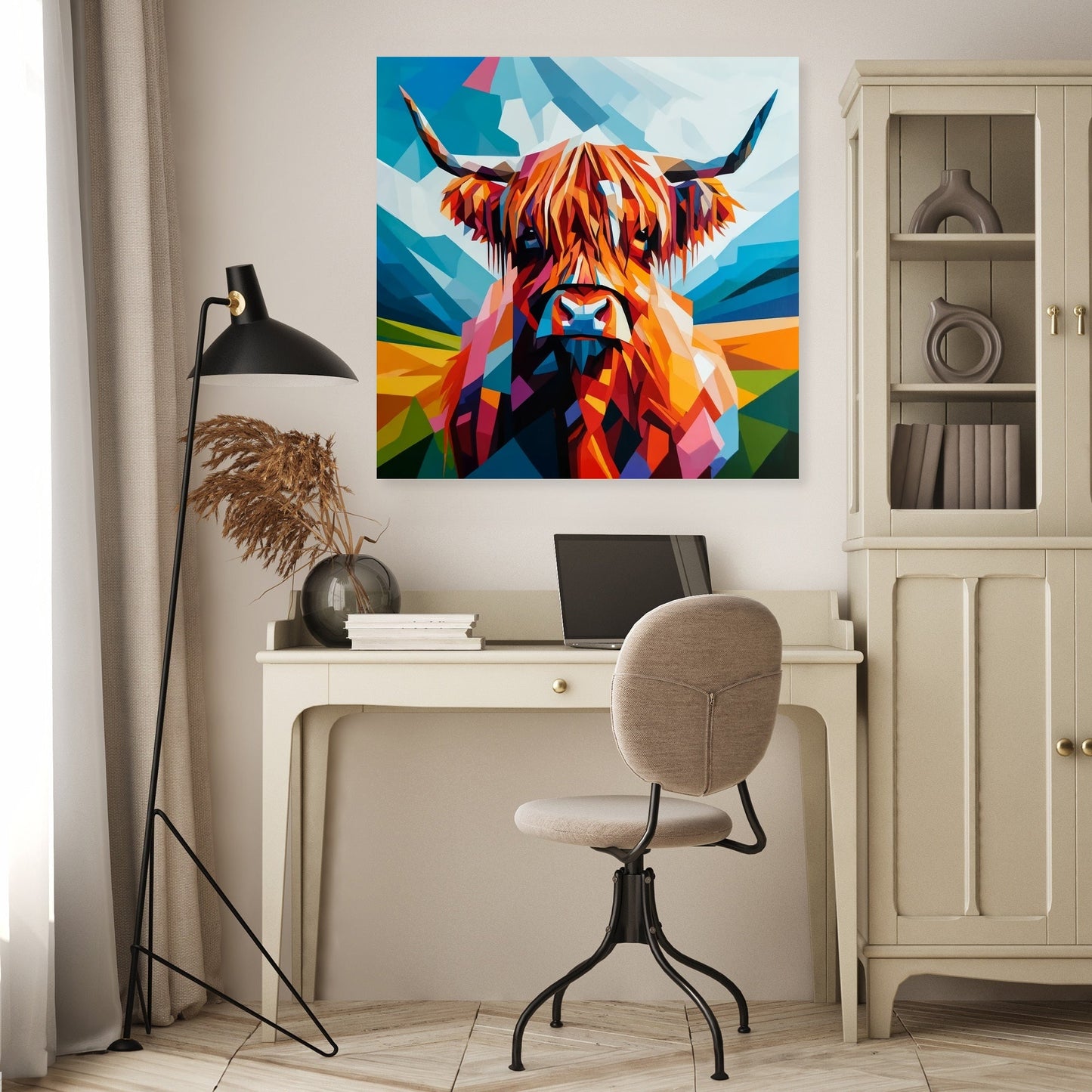 Cubist Highland Cow Essence Canvas
