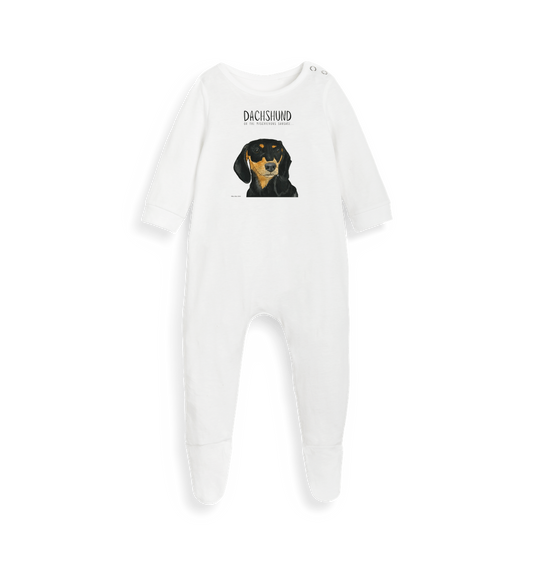 Mischievous Black & Tan Sausage Sleep Suit – Snug, Sustainable & Slightly Silly!