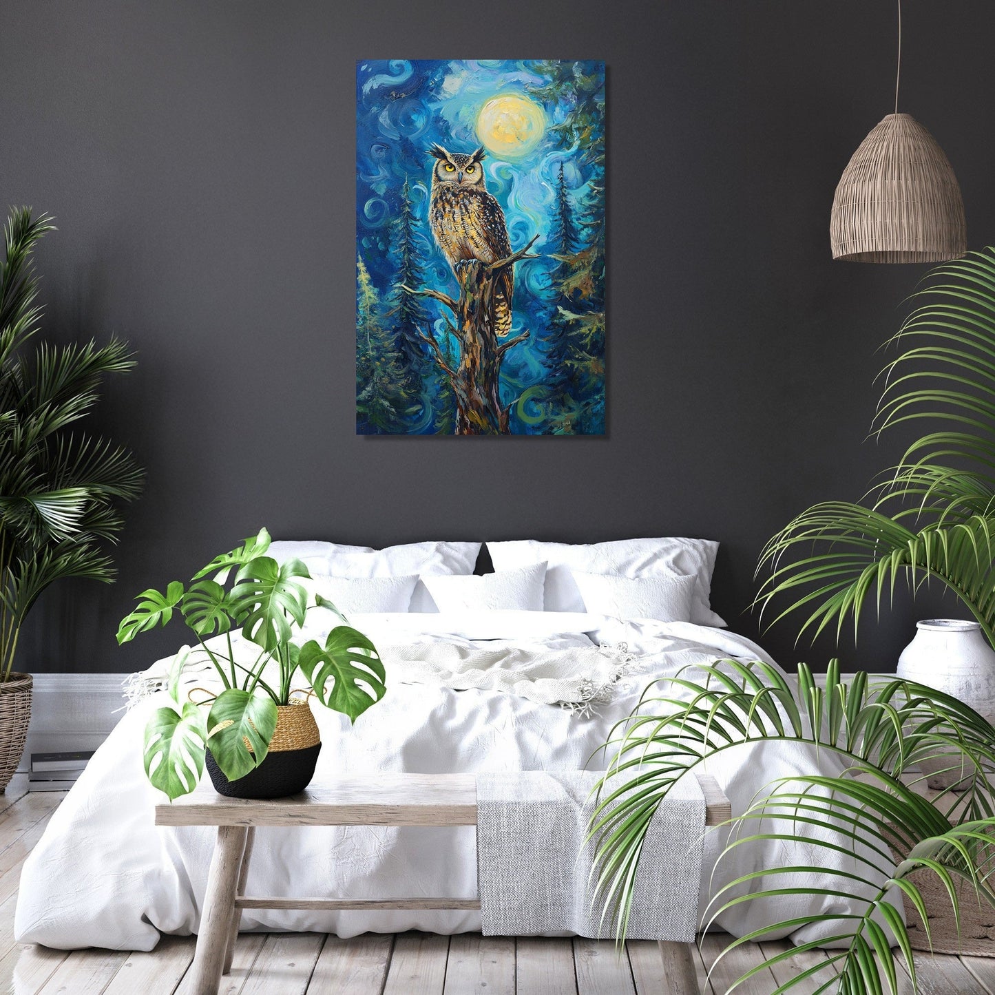Owl's Midnight Reverie Canvas