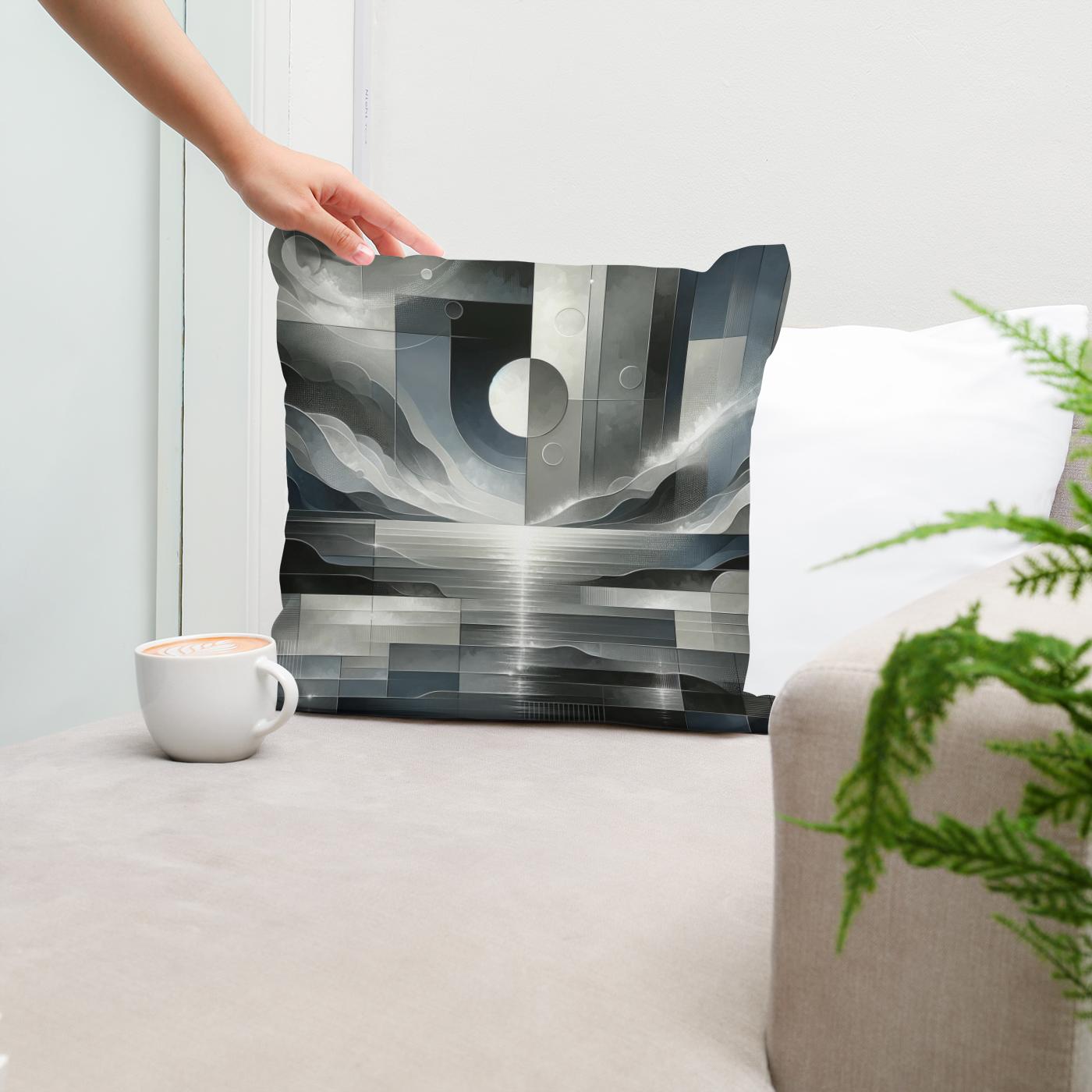 Moonlit Monochrome Cotton Cushion