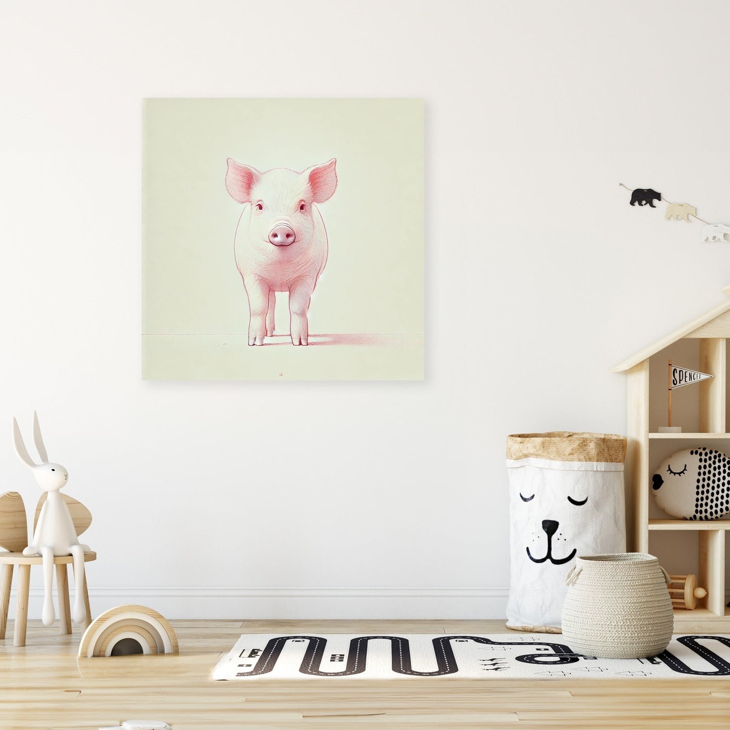 Minimalist Pig Charm Canvas