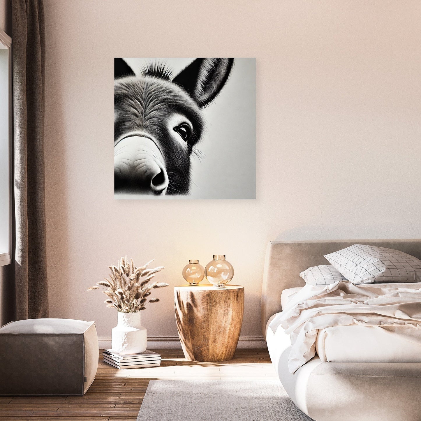 Curious Donkey Peeking Canvas