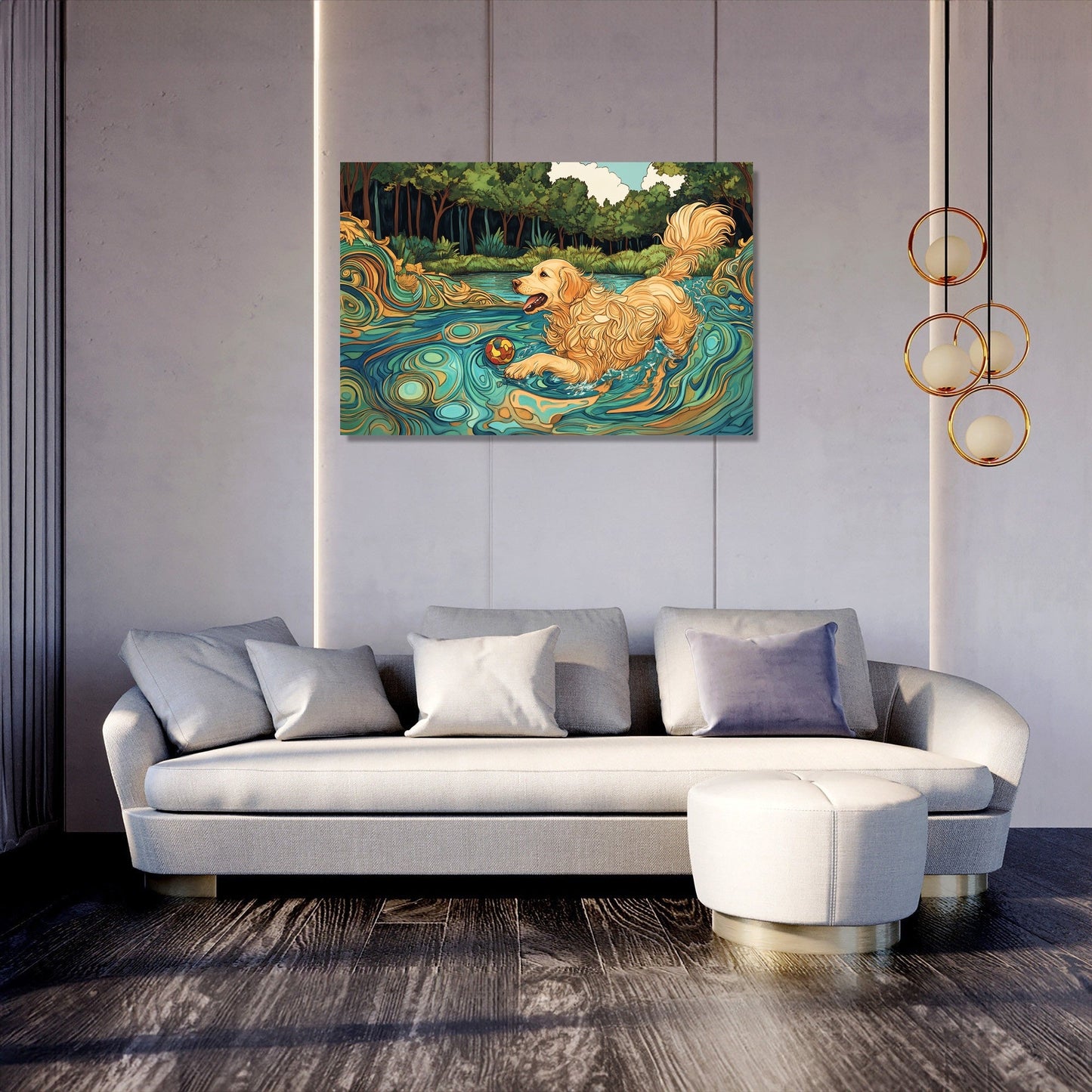 Golden Retriever Lakeside Canvas