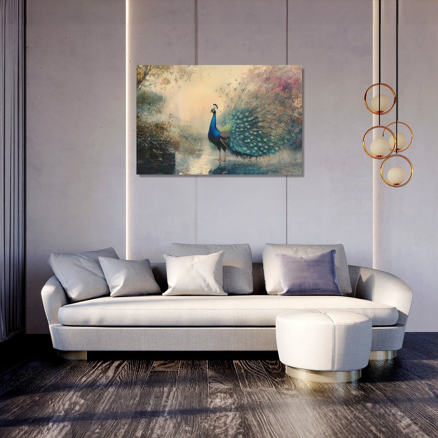 Peacock Tranquility Sunrise Canvas