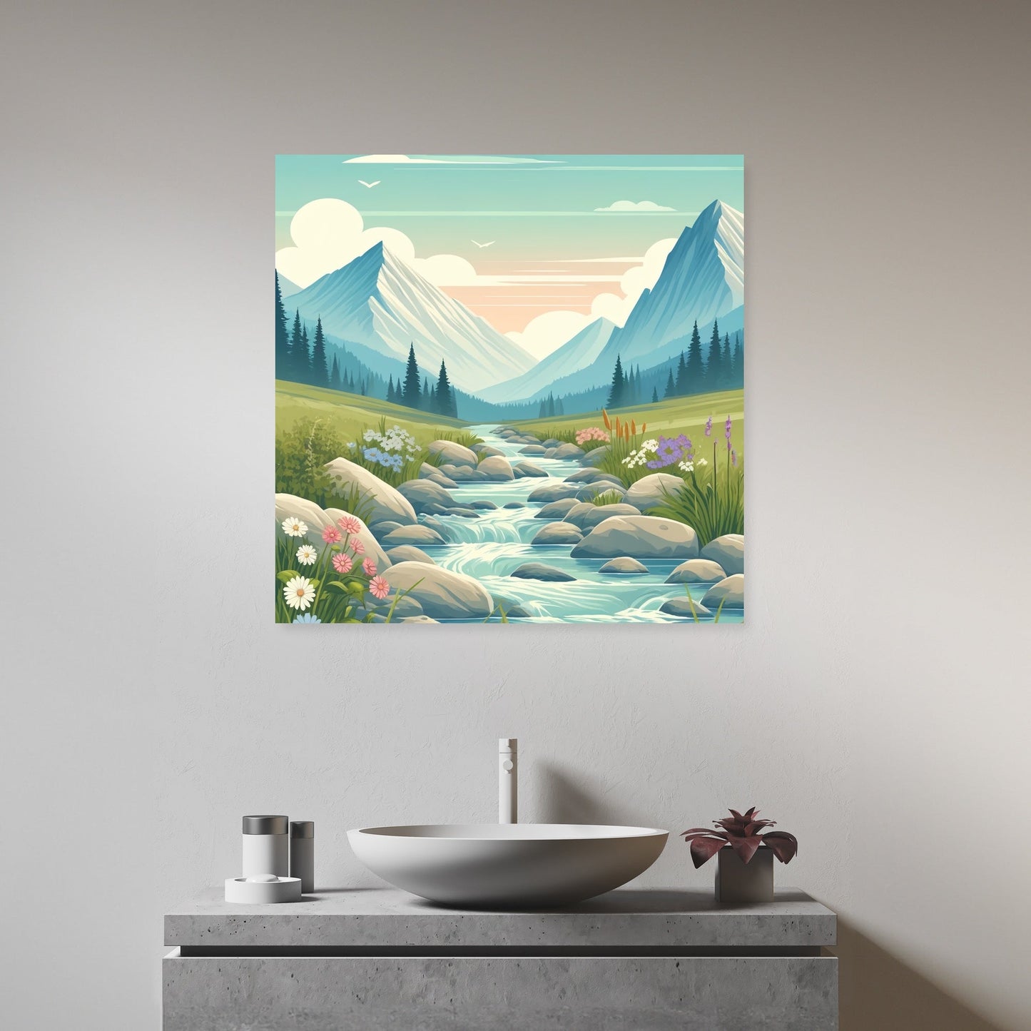 Mountain Stream Serenity Canvas