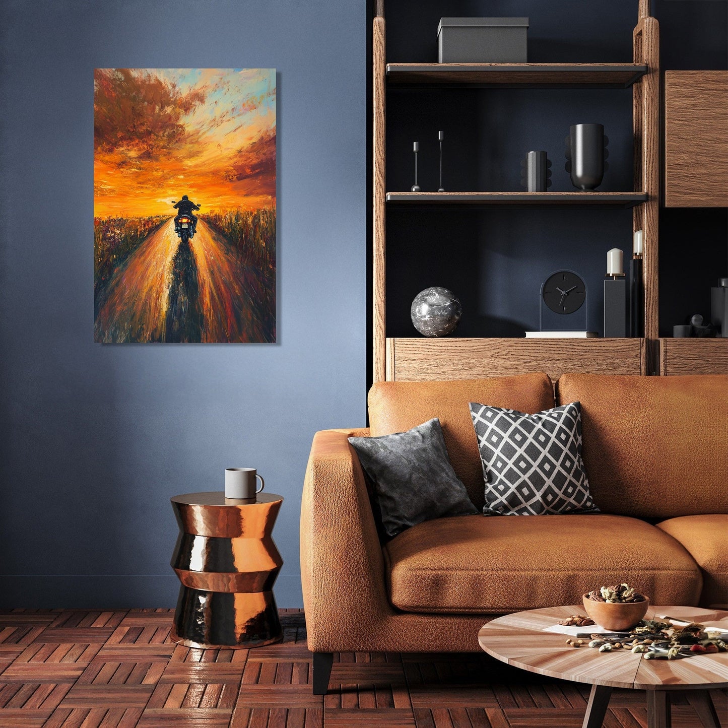 Sunset Roadway Motorbike Canvas