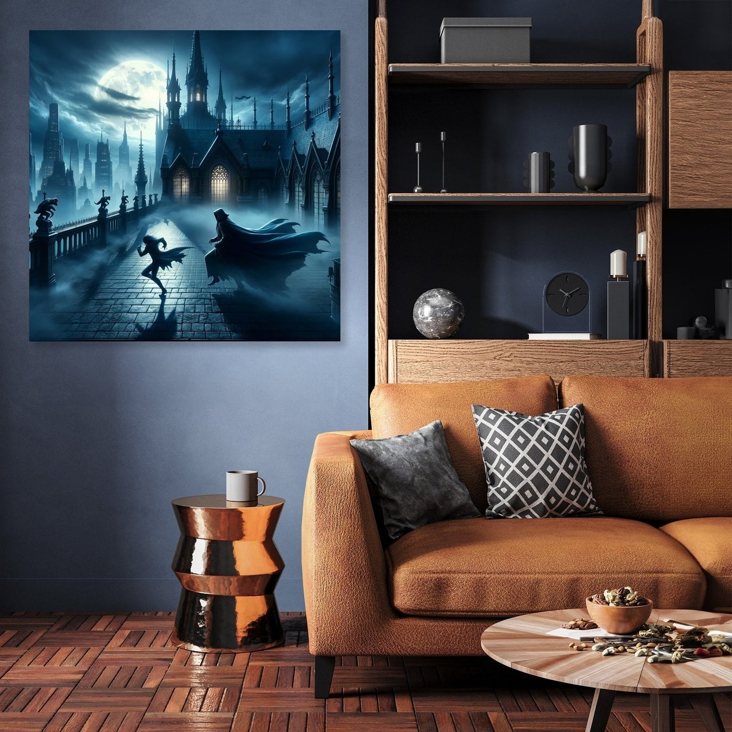 Gothic Rooftop Pursuit Canvas
