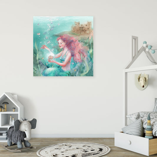 Mermaid Treasure Castle Canvas