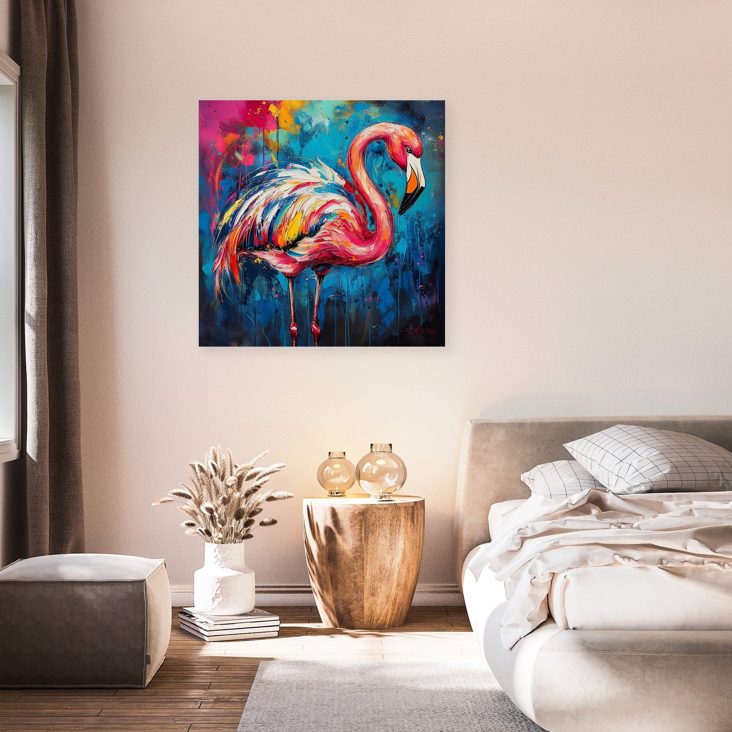 Flamingo's Vibrant Dance Canvas