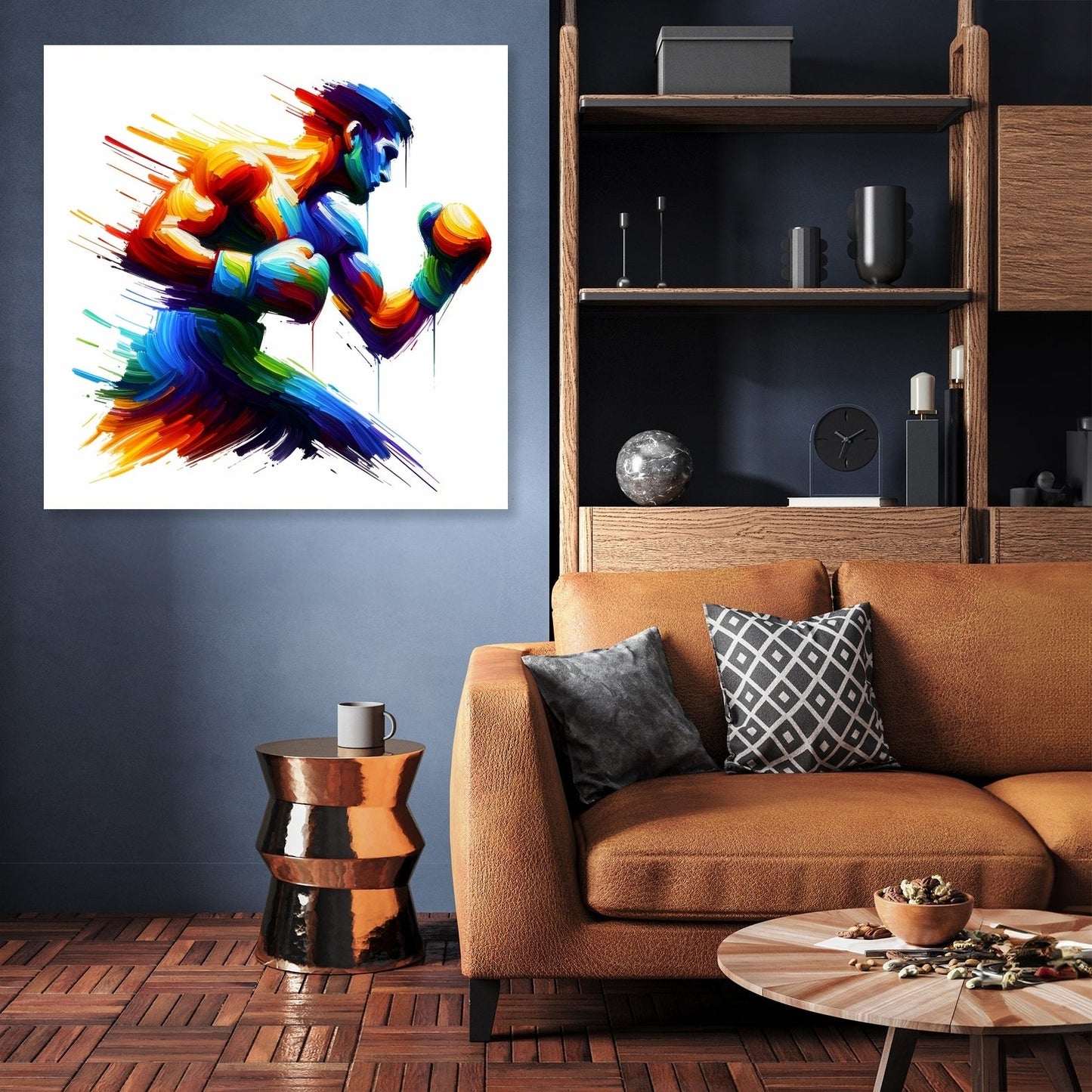 Pugilist's Colorful Impact Canvas