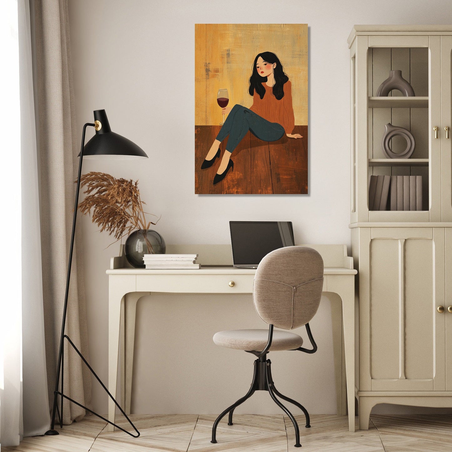 Woman with Wine Canvas