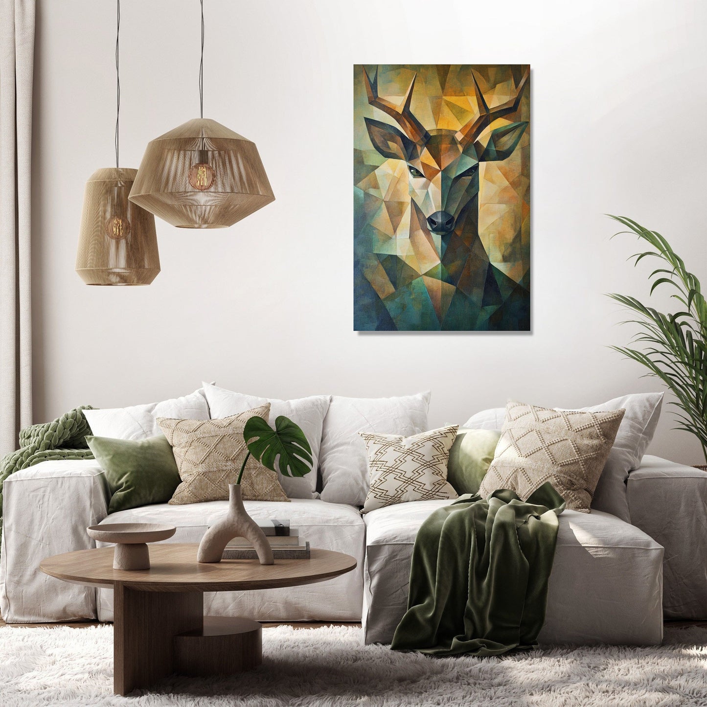Noble Deer Geometric Canvas