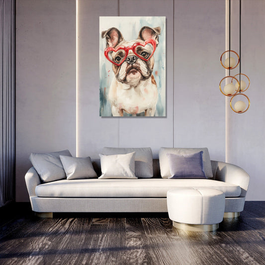 Red-Hearted Bulldog Canvas