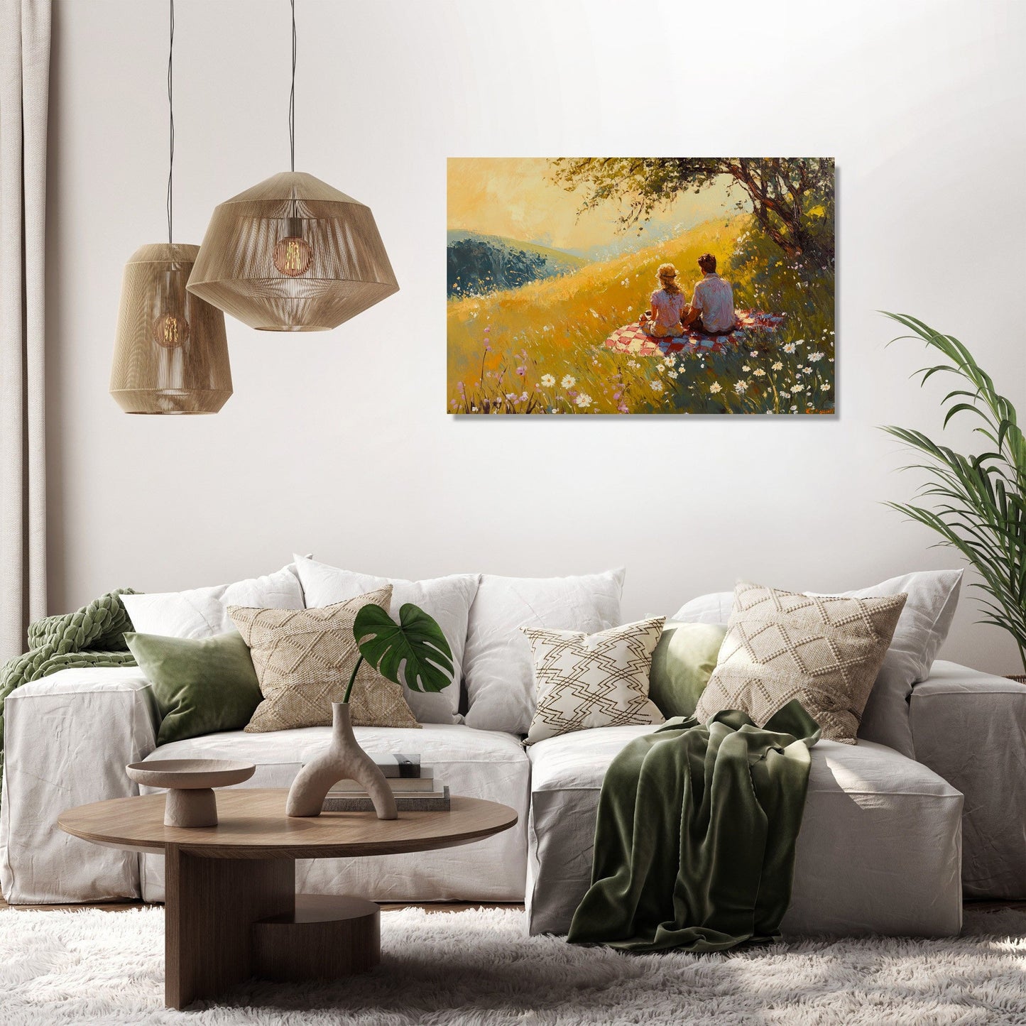 Romantic Meadow Picnic Canvas