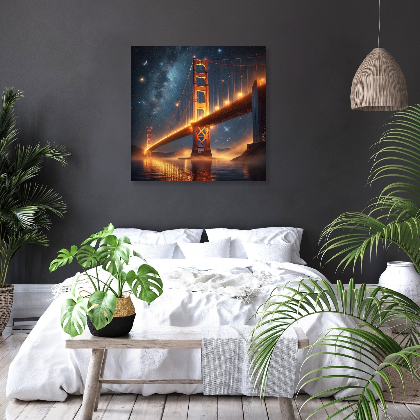 Golden Gate Starry Night Canvas