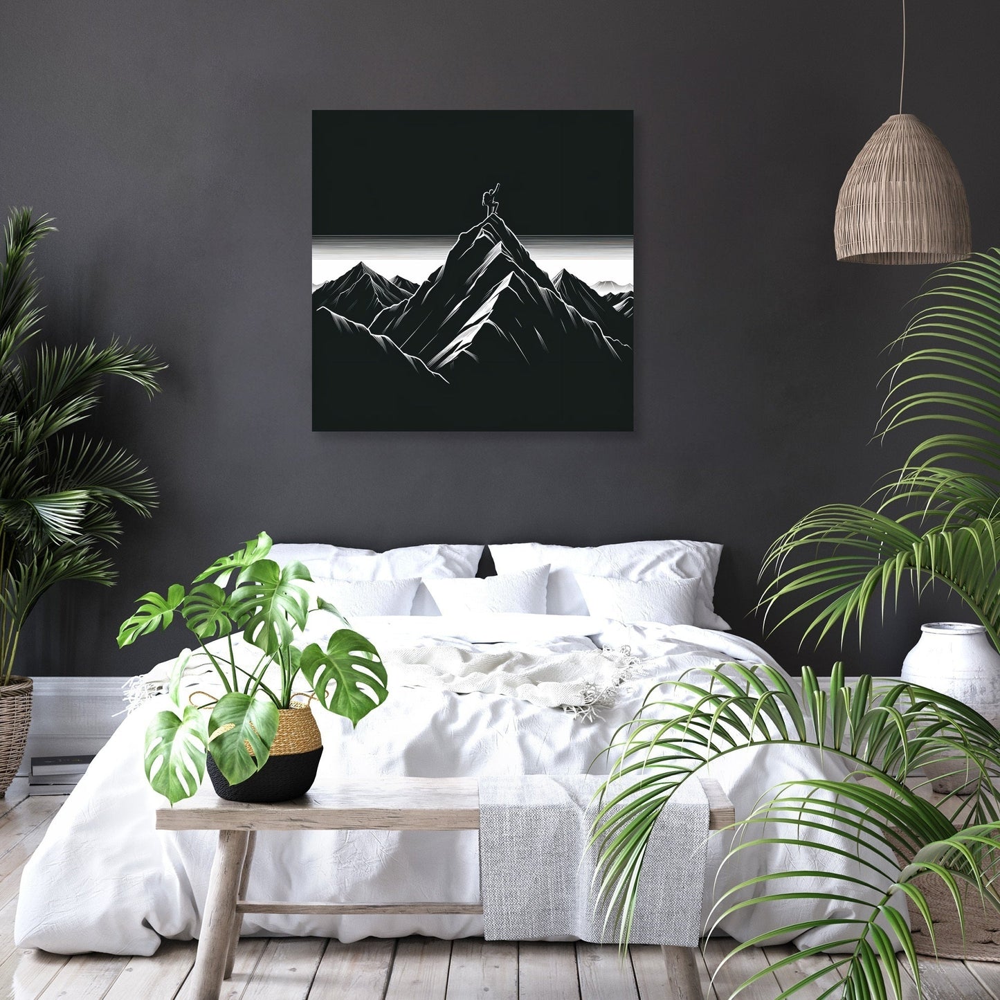 Mountaineering Adventure in Dark Tones Canvas