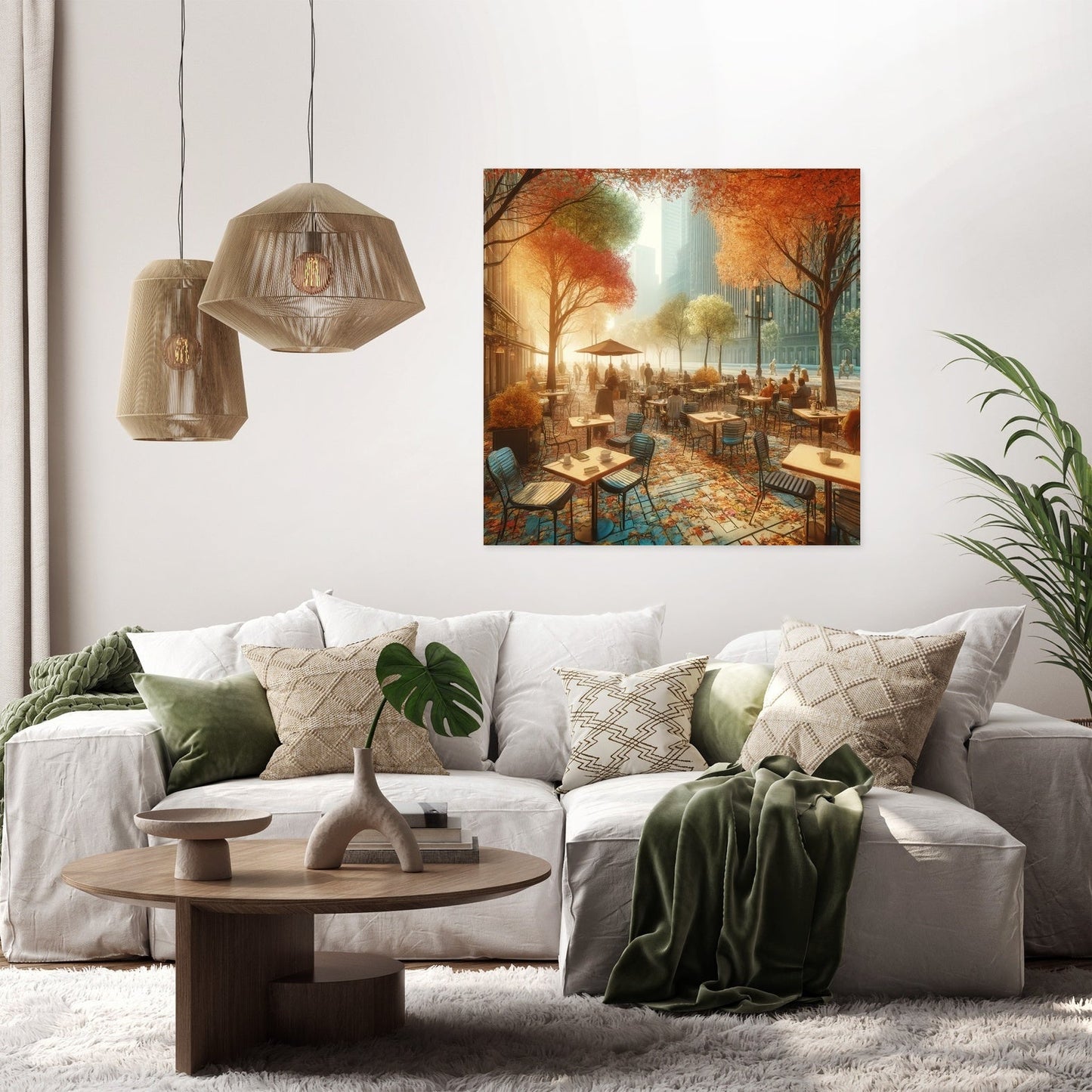 Autumn Morning Cafe Canvas