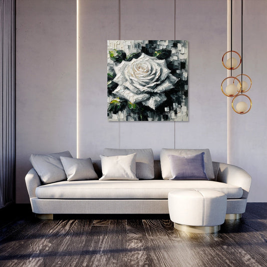 Monochrome Rose Canvas