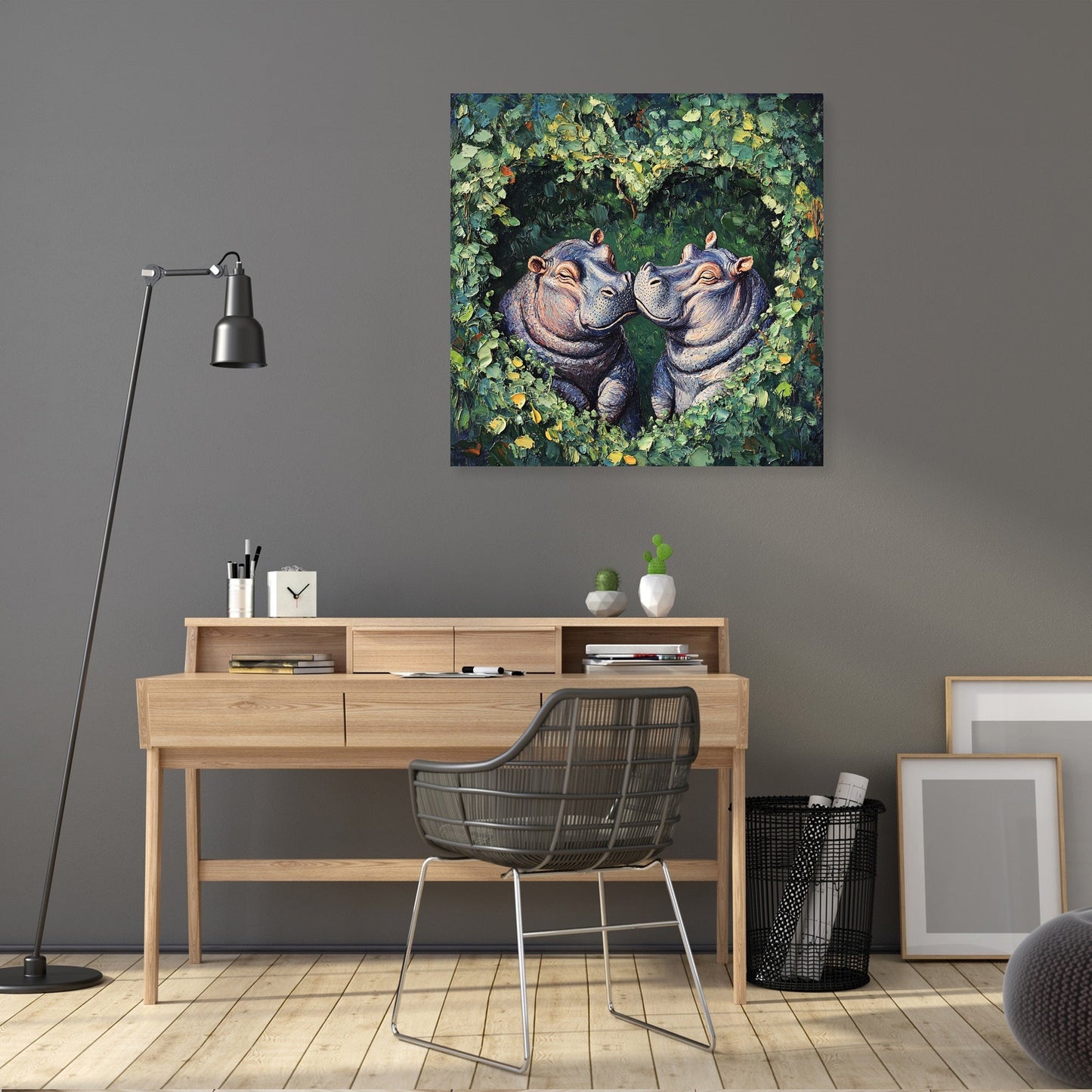 Embracing Hippopotamuses Canvas