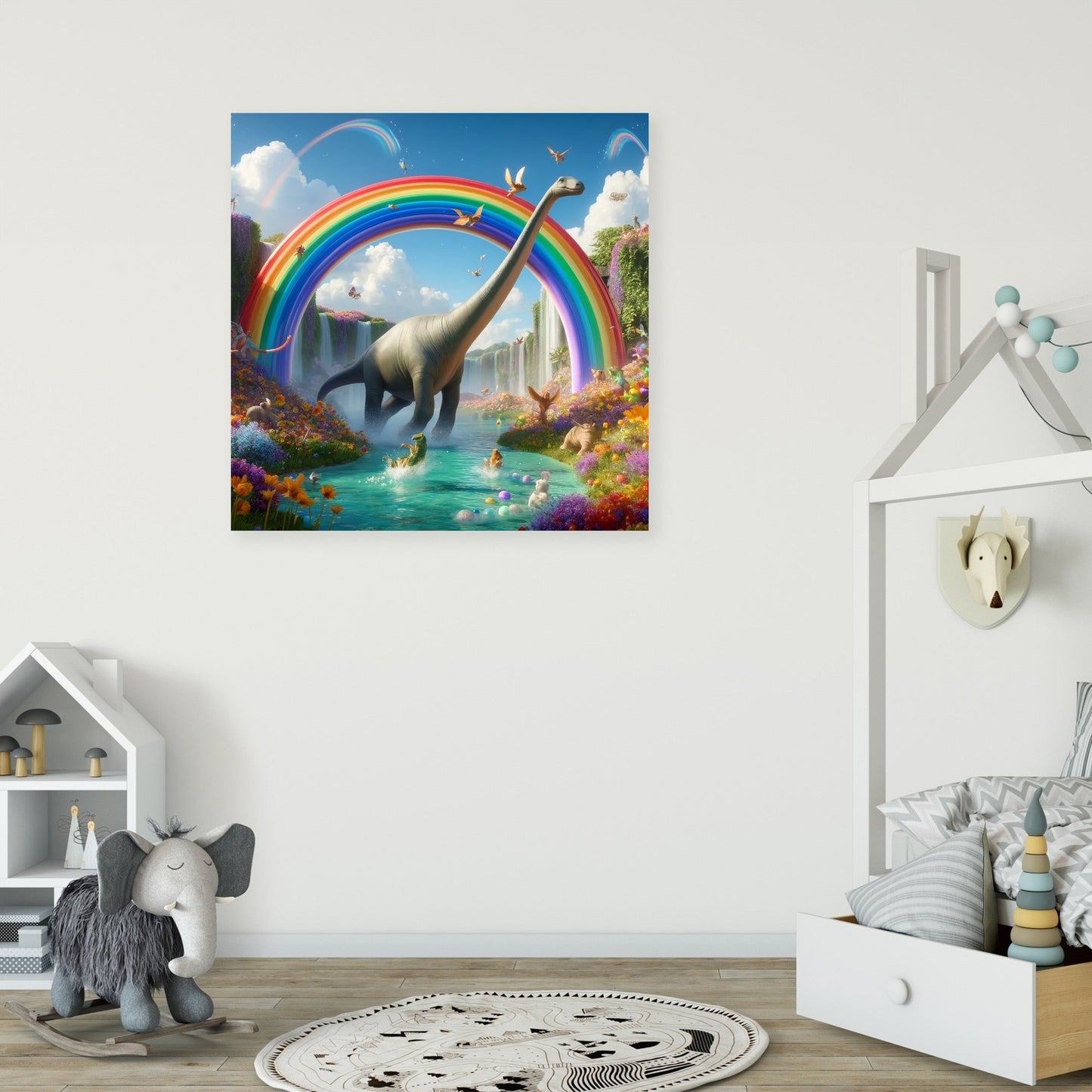 Brachiosaurus Rainbow Slide Canvas