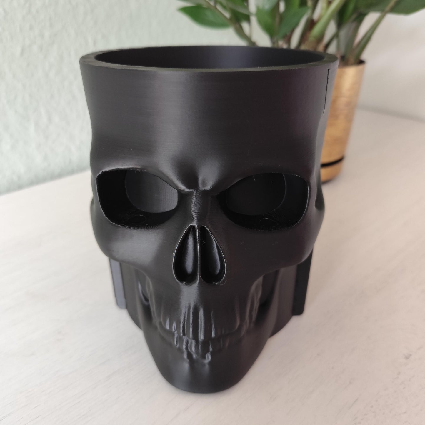 3D Printed Skull Whiskey Bottle Cooler: Gothic Bar Decor