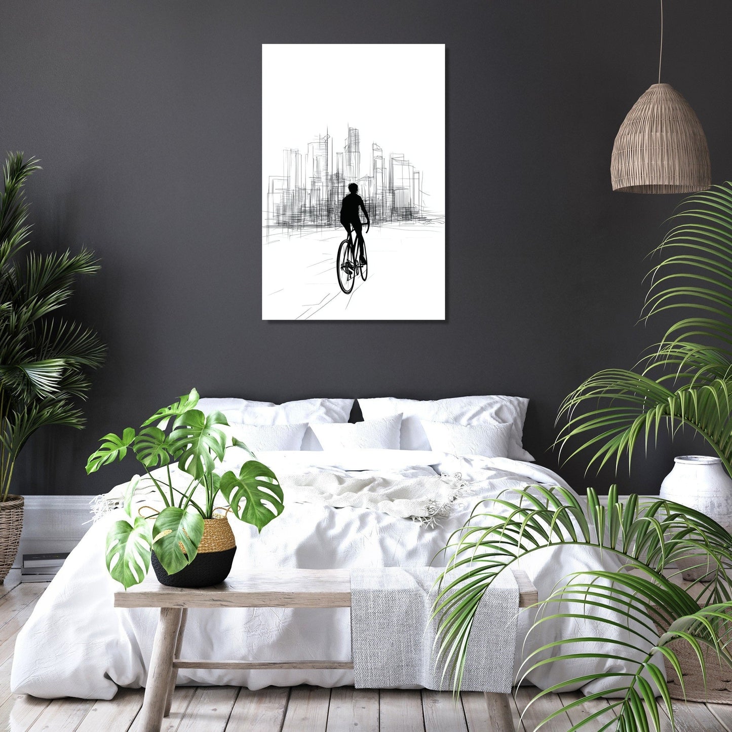Cyclist in City Canvas