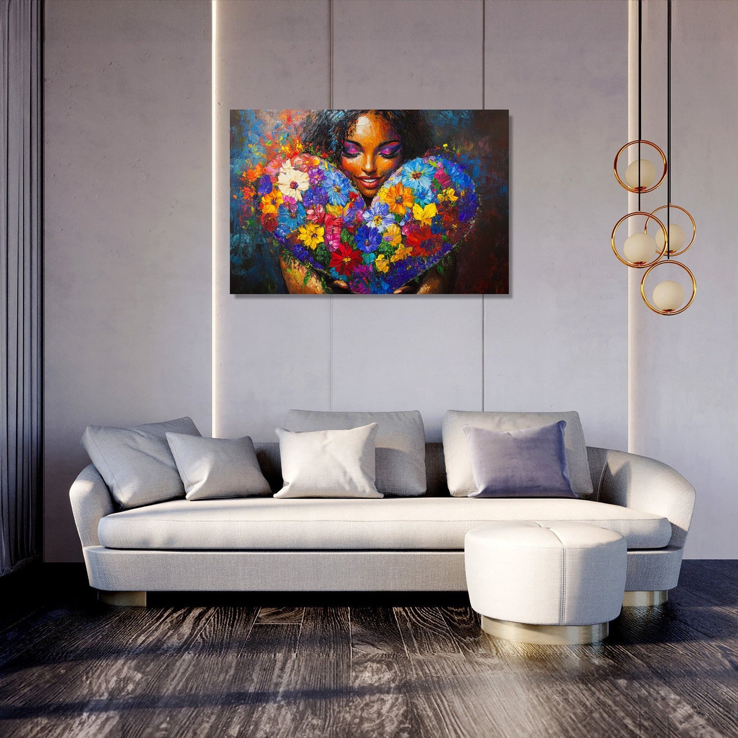 Floral Heart Embrace Canvas