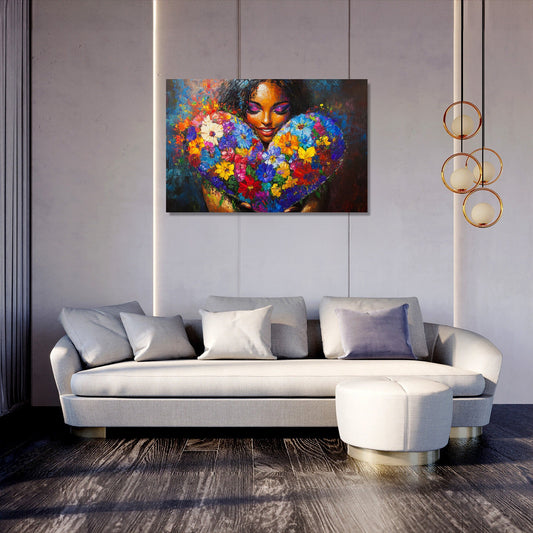 Floral Heart Embrace Canvas