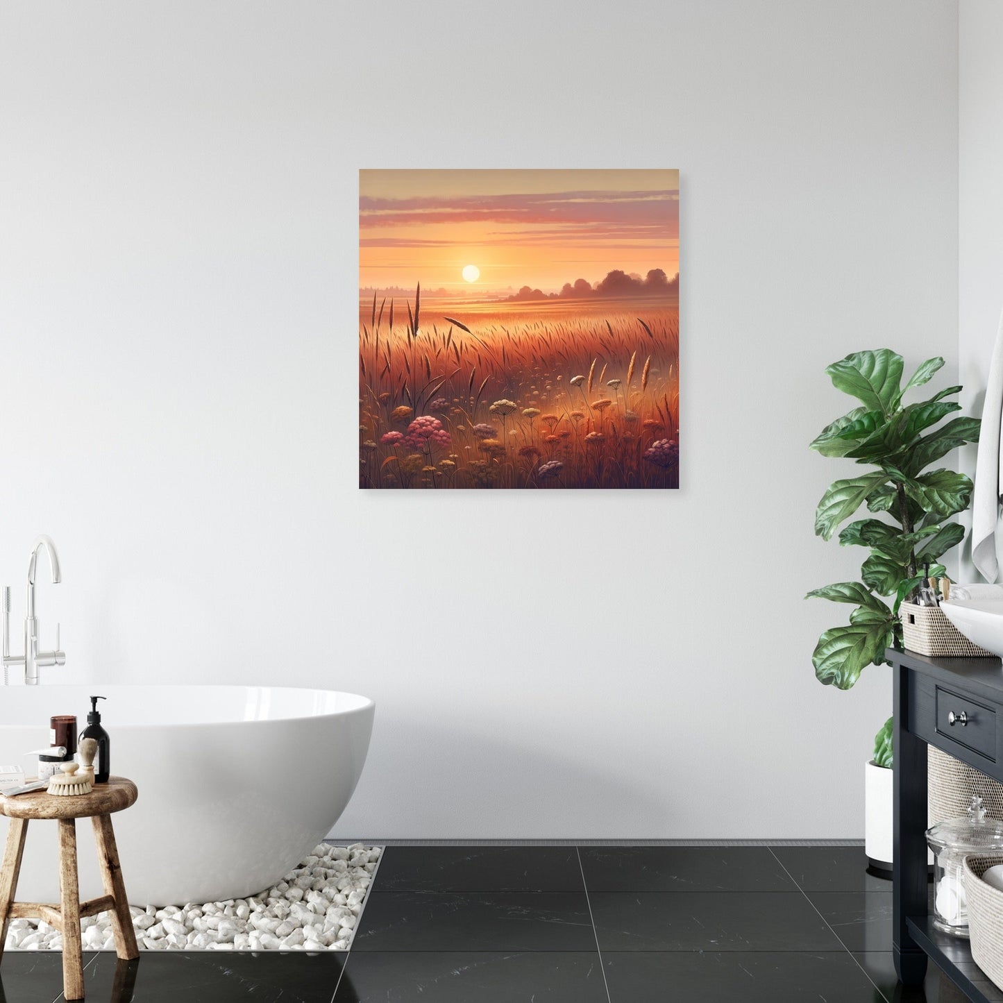 Golden Evening Field Canvas