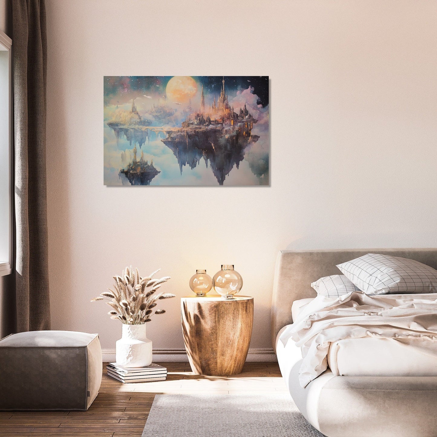 Moonlit Floating City Canvas
