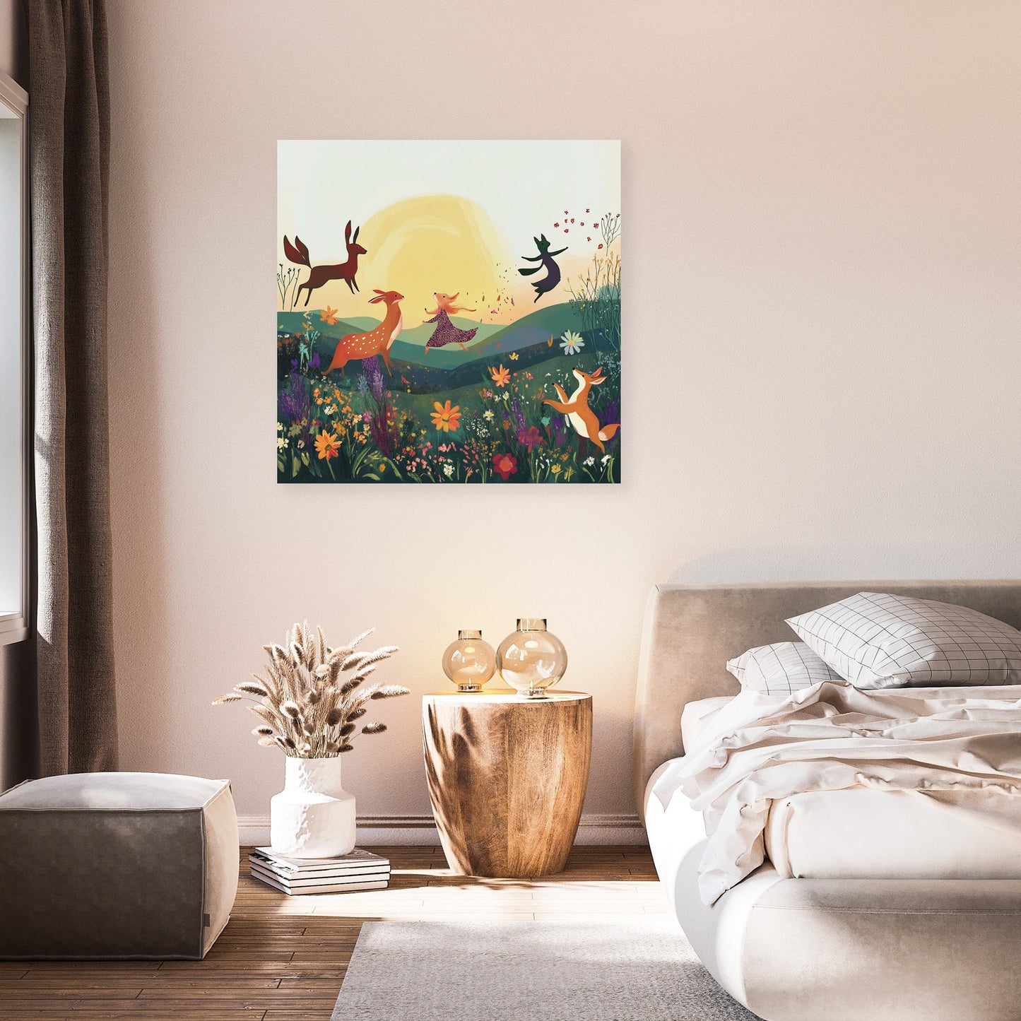 Dancing Animals Sunrise Canvas